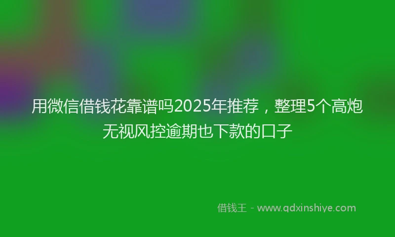 用微信借钱花靠谱吗2025年推荐，整理5个高炮无视风控逾期也下款的口子