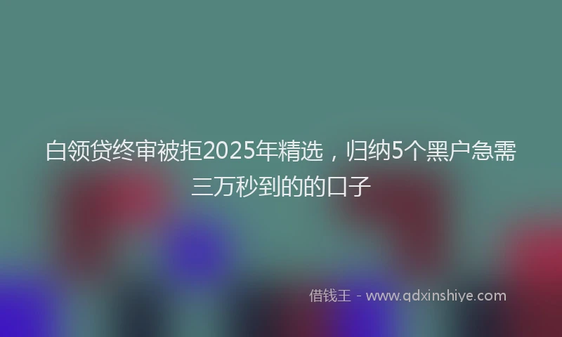 白领贷终审被拒2025年精选，归纳5个黑户急需三万秒到的的口子