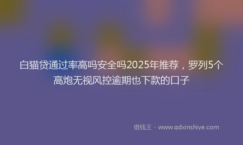 白猫贷通过率高吗安全吗2025年推荐，罗列5个高炮无视风控逾期也下款的口子