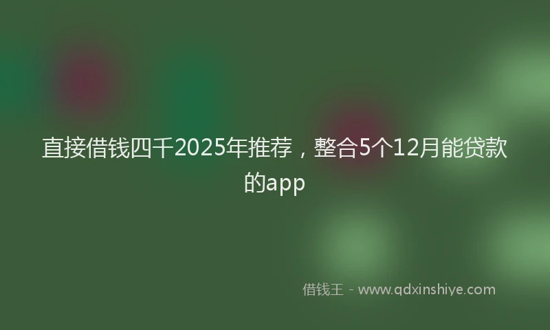 直接借钱四千2025年推荐，整合5个12月能贷款的app
