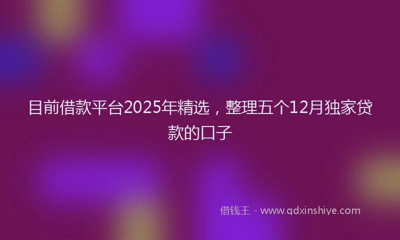 目前借款平台2025年精选，整理五个12月独家贷款的口子