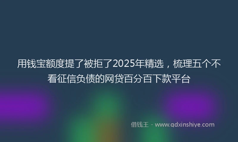 用钱宝额度提了被拒了2025年精选，梳理五个不看征信负债的网贷百分百下款平台