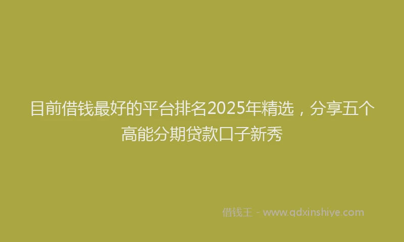 目前借钱最好的平台排名2025年精选，分享五个高能分期贷款口子新秀