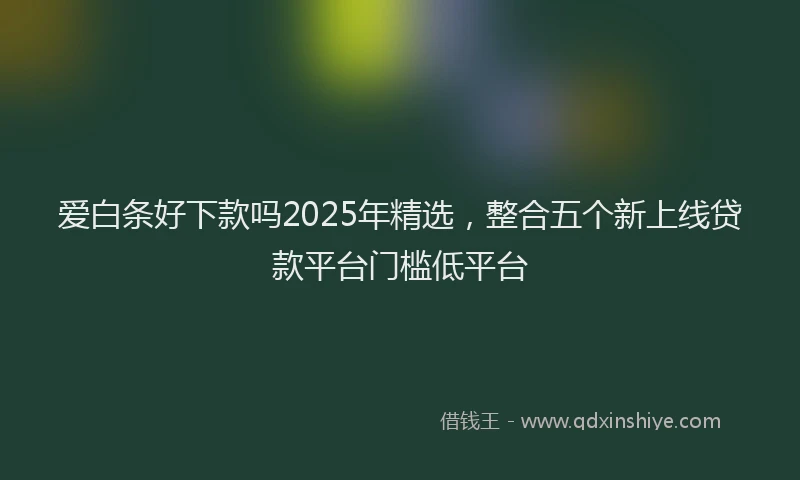 爱白条好下款吗2025年精选，整合五个新上线贷款平台门槛低平台