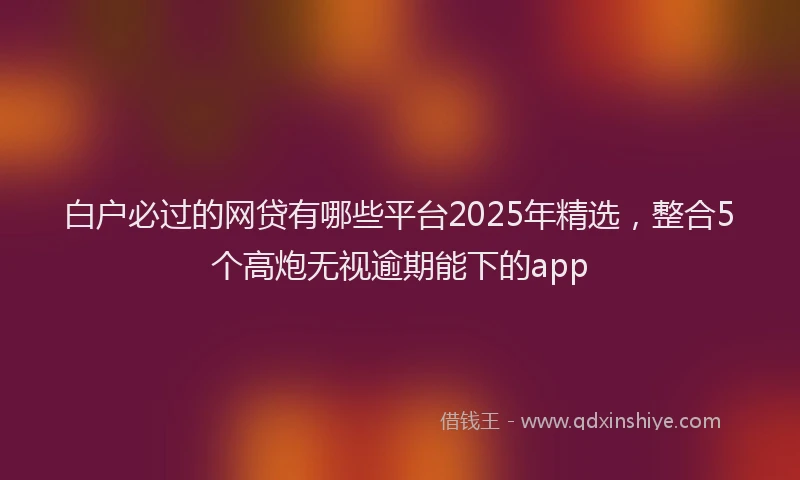 白户必过的网贷有哪些平台2025年精选，整合5个高炮无视逾期能下的app