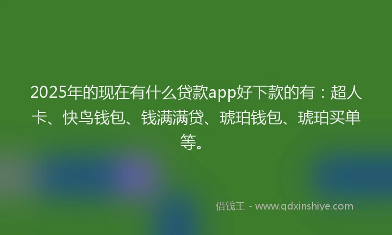 2025年的现在有什么贷款app好下款的有：超人卡、快鸟钱包、钱满满贷、琥珀钱包、琥珀买单等。