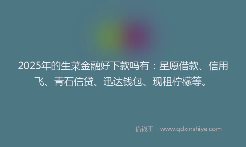 2025年的生菜金融好下款吗有：星愿借款、信用飞、青石信贷、迅达钱包、现租柠檬等。