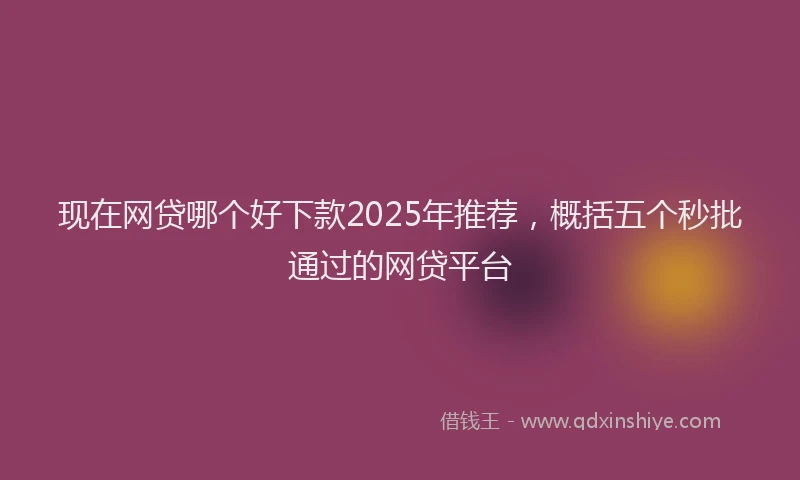 现在网贷哪个好下款2025年推荐，概括五个秒批通过的网贷平台