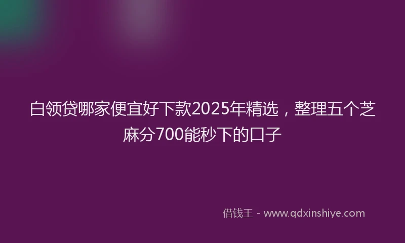 白领贷哪家便宜好下款2025年精选，整理五个芝麻分700能秒下的口子