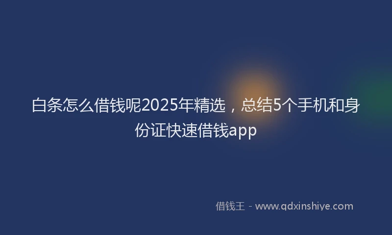 白条怎么借钱呢2025年精选，总结5个手机和身份证快速借钱app