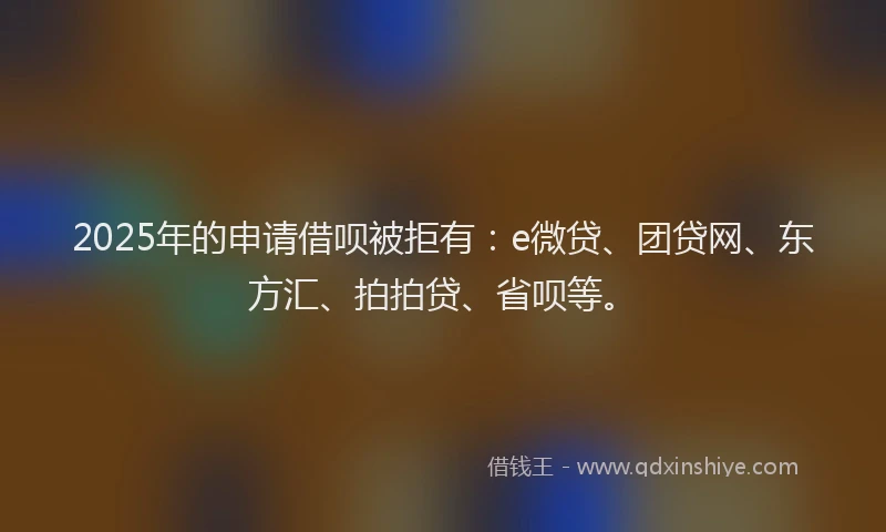 2025年的申请借呗被拒有：e微贷、团贷网、东方汇、拍拍贷、省呗等。