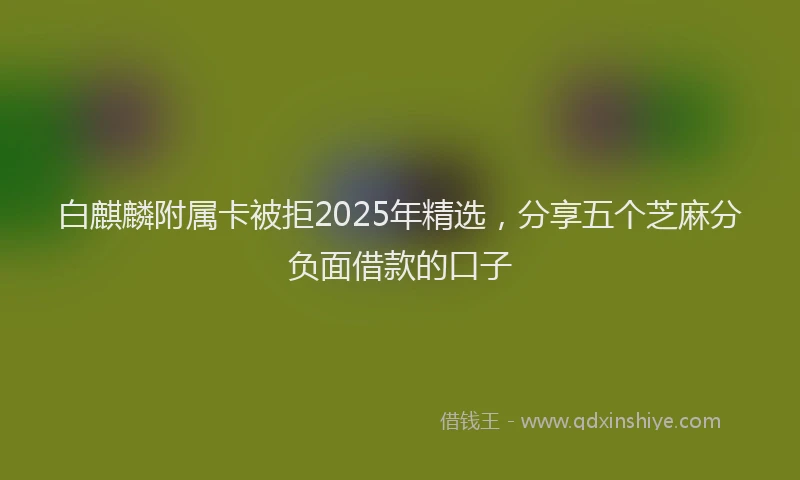 白麒麟附属卡被拒2025年精选，分享五个芝麻分负面借款的口子
