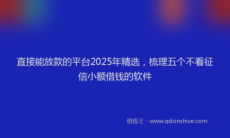 直接能放款的平台2025年精选，梳理五个不看征信小额借钱的软件