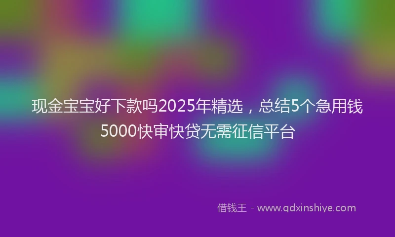 现金宝宝好下款吗2025年精选，总结5个急用钱5000快审快贷无需征信平台