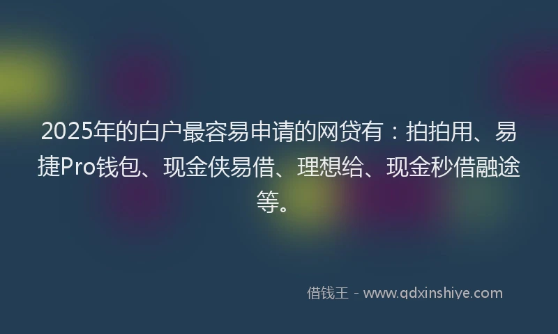 2025年的白户最容易申请的网贷有：拍拍用、易捷Pro钱包、现金侠易借、理想给、现金秒借融途等。