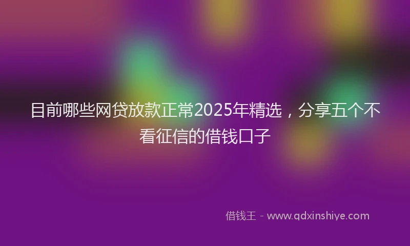 目前哪些网贷放款正常2025年精选，分享五个不看征信的借钱口子