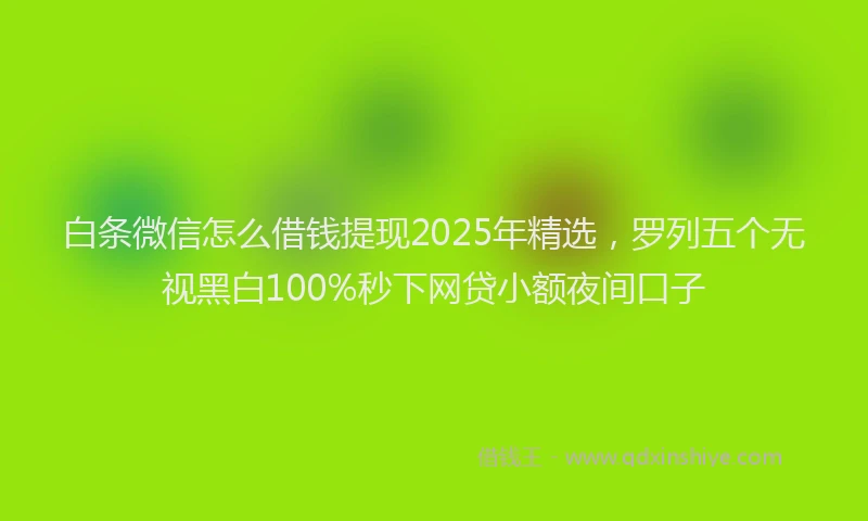 白条微信怎么借钱提现2025年精选，罗列五个无视黑白100%秒下网贷小额夜间口子