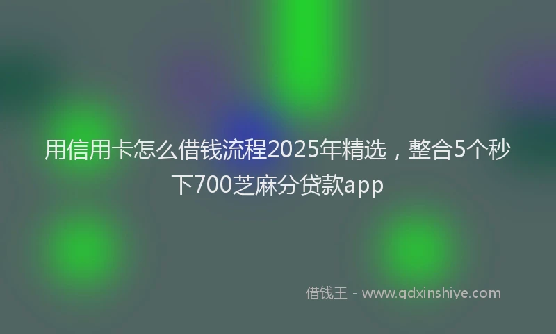 用信用卡怎么借钱流程2025年精选，整合5个秒下700芝麻分贷款app