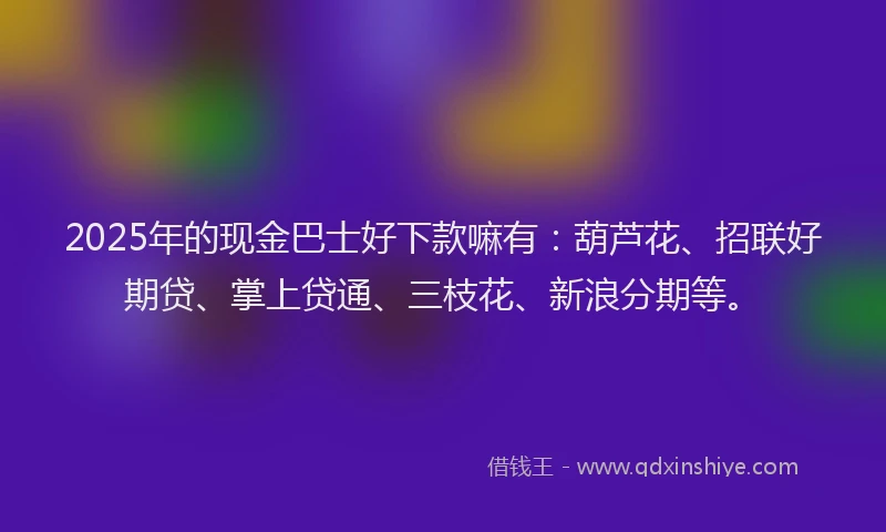 2025年的现金巴士好下款嘛有：葫芦花、招联好期贷、掌上贷通、三枝花、新浪分期等。