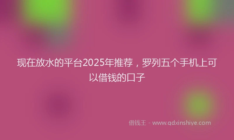 现在放水的平台2025年推荐，罗列五个手机上可以借钱的口子