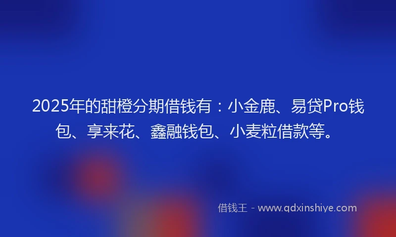 2025年的甜橙分期借钱有：小金鹿、易贷Pro钱包、享来花、鑫融钱包、小麦粒借款等。
