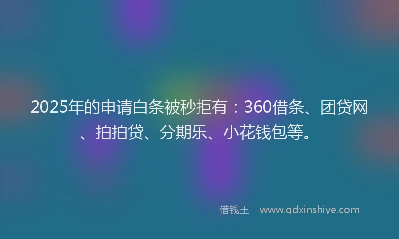 2025年的申请白条被秒拒有：360借条、团贷网、拍拍贷、分期乐、小花钱包等。