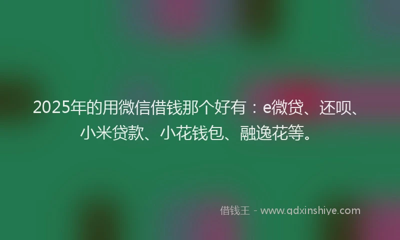 2025年的用微信借钱那个好有：e微贷、还呗、小米贷款、小花钱包、融逸花等。