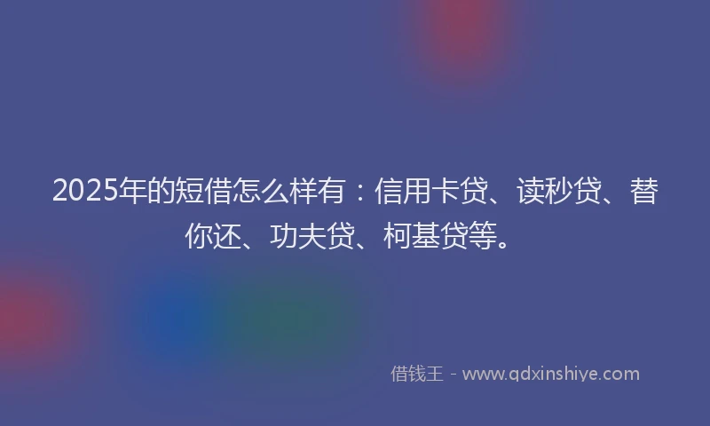 2025年的短借怎么样有：信用卡贷、读秒贷、替你还、功夫贷、柯基贷等。