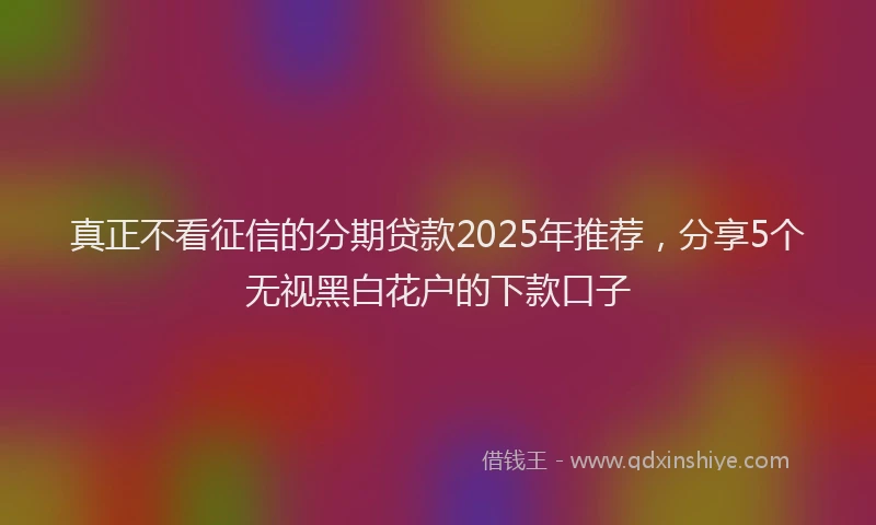 真正不看征信的分期贷款2025年推荐，分享5个无视黑白花户的下款口子