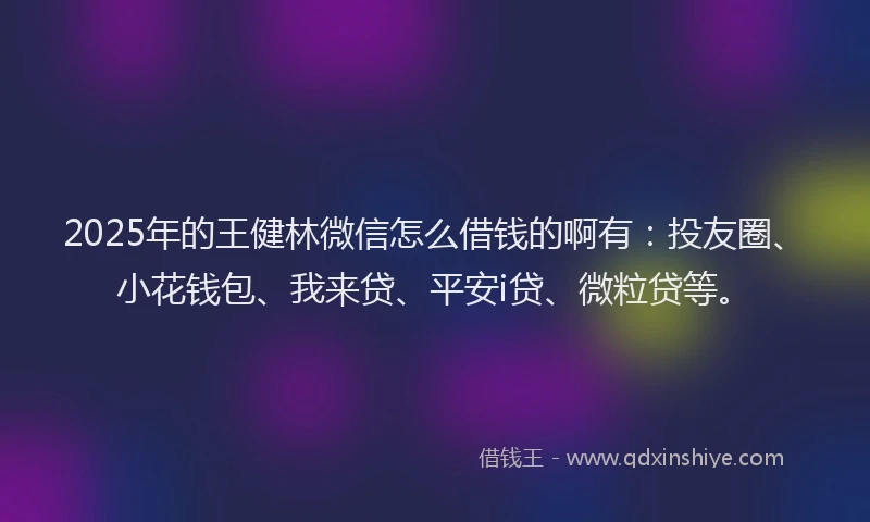 2025年的王健林微信怎么借钱的啊有：投友圈、小花钱包、我来贷、平安i贷、微粒贷等。