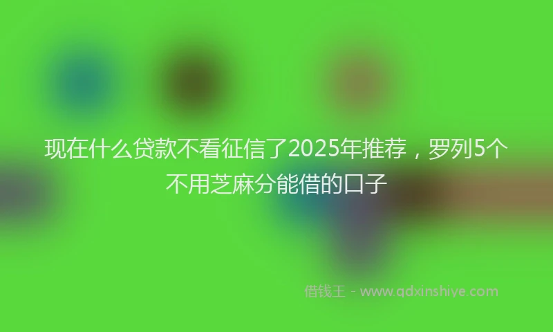 现在什么贷款不看征信了2025年推荐，罗列5个不用芝麻分能借的口子
