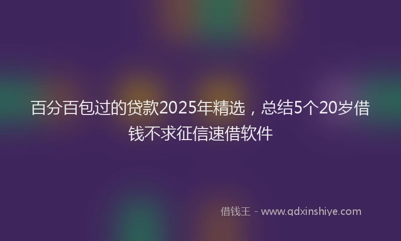 百分百包过的贷款2025年精选，总结5个20岁借钱不求征信速借软件