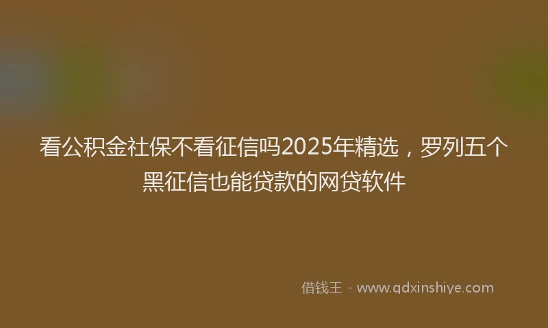 看公积金社保不看征信吗2025年精选，罗列五个黑征信也能贷款的网贷软件