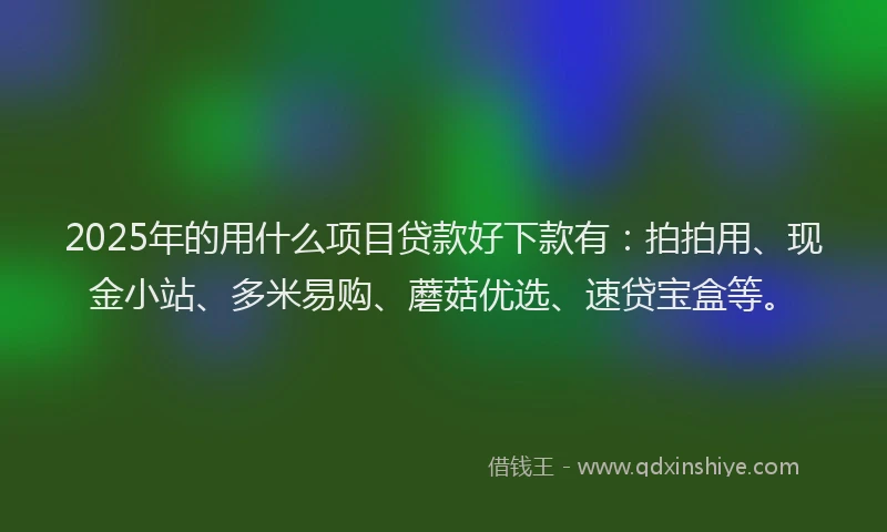 2025年的用什么项目贷款好下款有：拍拍用、现金小站、多米易购、蘑菇优选、速贷宝盒等。