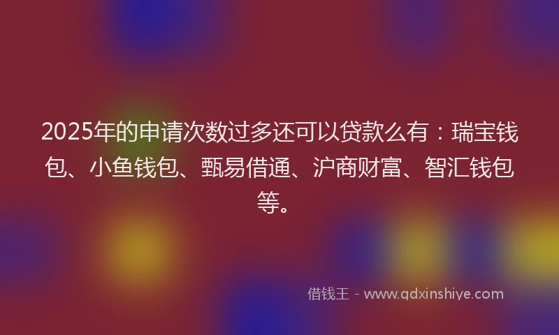 2025年的申请次数过多还可以贷款么有：瑞宝钱包、小鱼钱包、甄易借通、沪商财富、智汇钱包等。