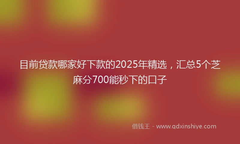 目前贷款哪家好下款的2025年精选，汇总5个芝麻分700能秒下的口子