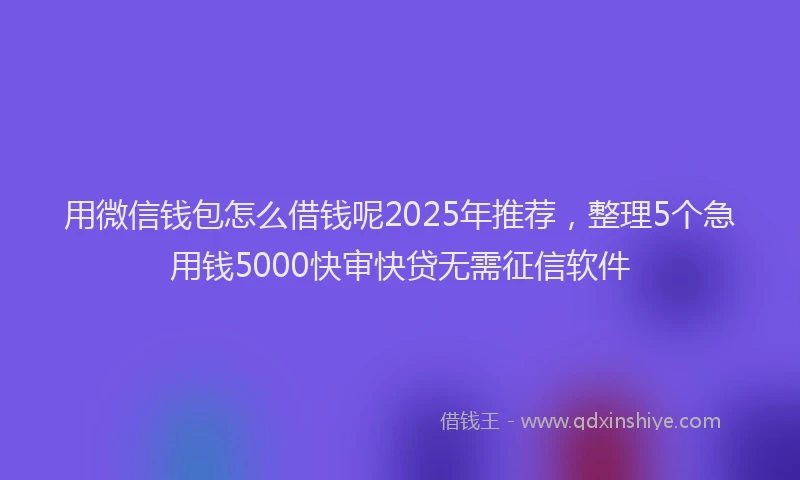 用微信钱包怎么借钱呢2025年推荐，整理5个急用钱5000快审快贷无需征信软件