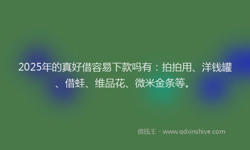 2025年的真好借容易下款吗有：拍拍用、洋钱罐、借蛙、维品花、微米金条等。