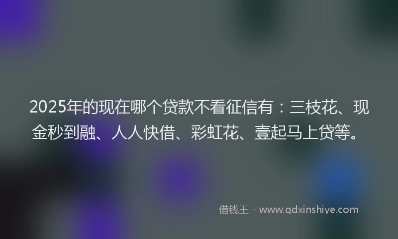 2025年的现在哪个贷款不看征信有：三枝花、现金秒到融、人人快借、彩虹花、壹起马上贷等。