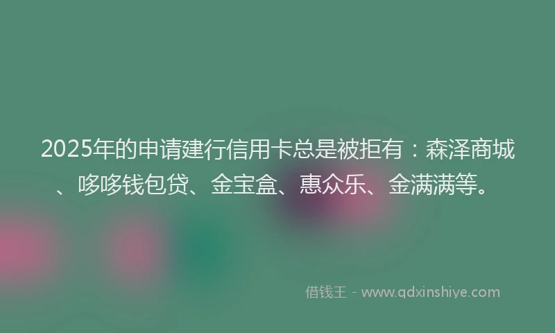 2025年的申请建行信用卡总是被拒有：森泽商城、哆哆钱包贷、金宝盒、惠众乐、金满满等。