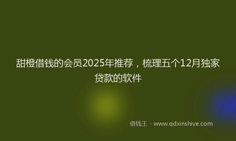 甜橙借钱的会员2025年推荐，梳理五个12月独家贷款的软件
