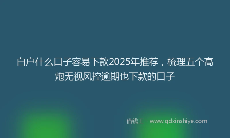 白户什么口子容易下款2025年推荐，梳理五个高炮无视风控逾期也下款的口子