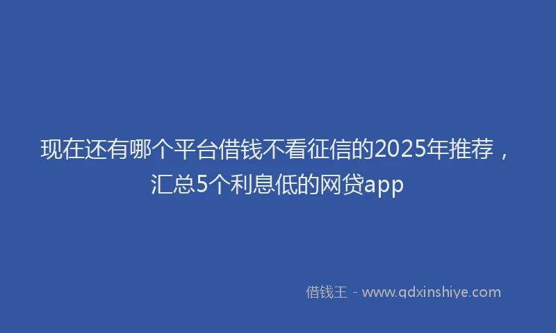 现在还有哪个平台借钱不看征信的2025年推荐，汇总5个利息低的网贷app