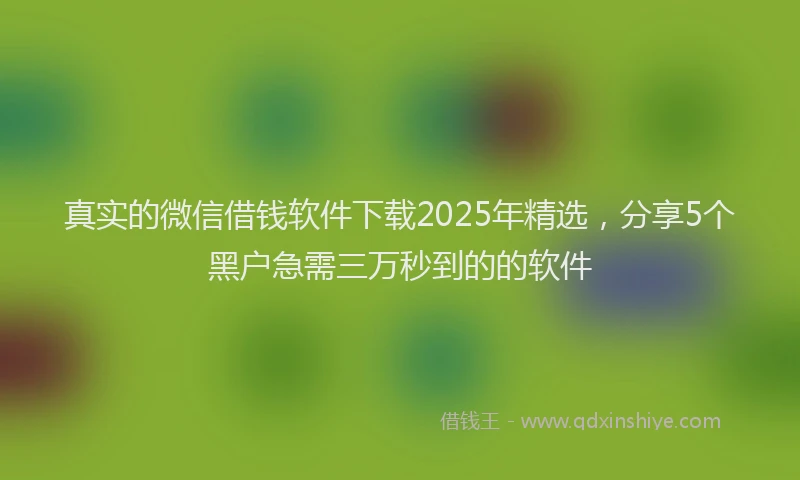 真实的微信借钱软件下载2025年精选，分享5个黑户急需三万秒到的的软件