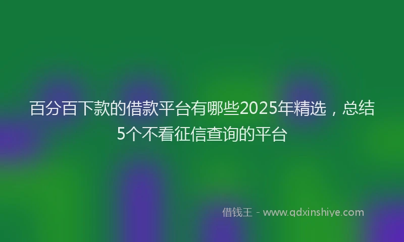 百分百下款的借款平台有哪些2025年精选，总结5个不看征信查询的平台