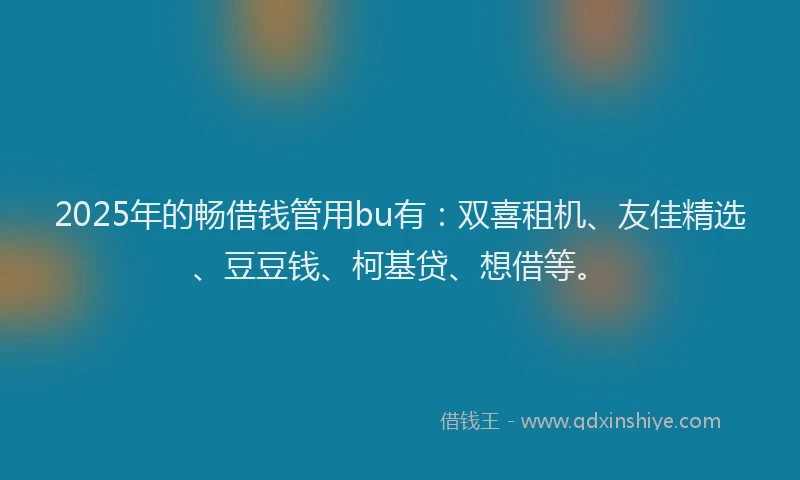 2025年的畅借钱管用bu有：双喜租机、友佳精选、豆豆钱、柯基贷、想借等。