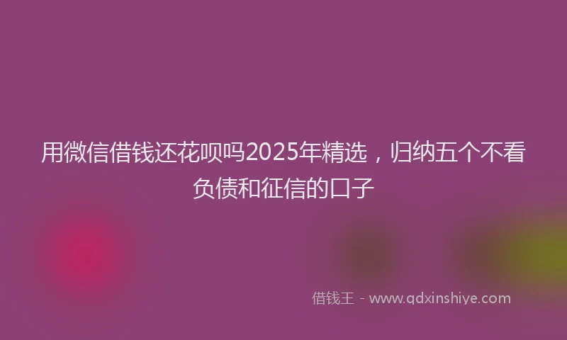 用微信借钱还花呗吗2025年精选，归纳五个不看负债和征信的口子