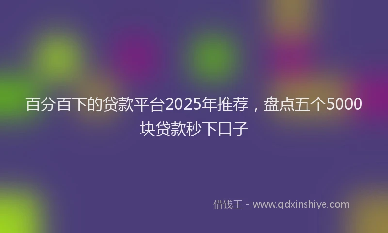 百分百下的贷款平台2025年推荐，盘点五个5000块贷款秒下口子