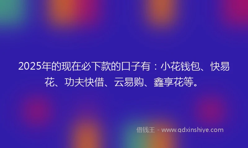 2025年的现在必下款的口子有：小花钱包、快易花、功夫快借、云易购、鑫享花等。