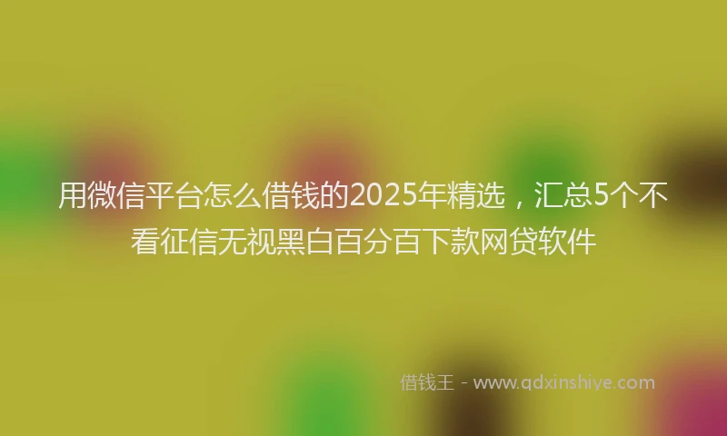 用微信平台怎么借钱的2025年精选，汇总5个不看征信无视黑白百分百下款网贷软件